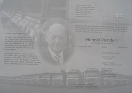 Overlijdensbericht Hennie Reinders