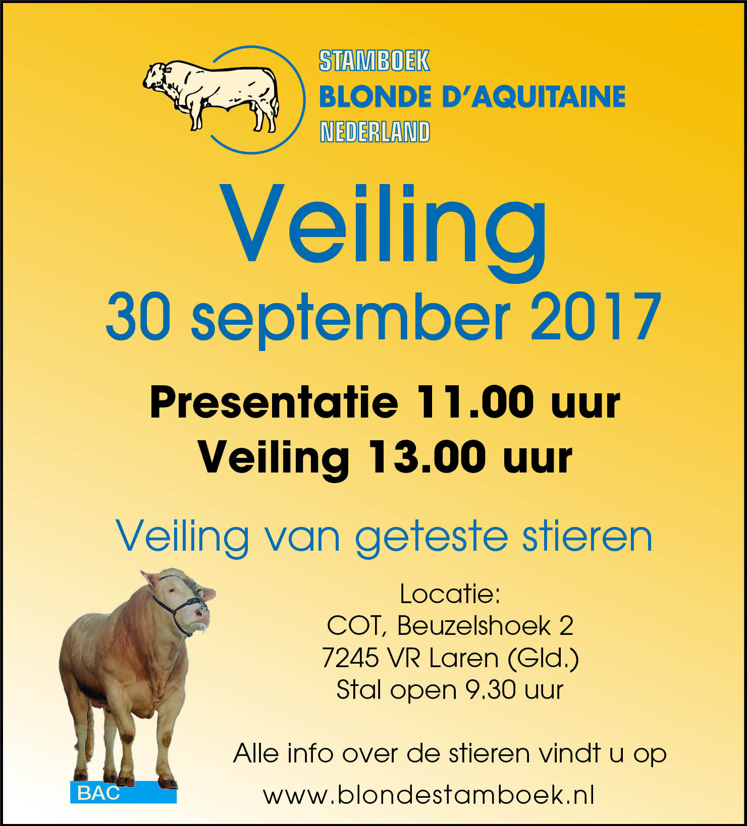 Gemiddelde groei per dag van de BAC-stieren