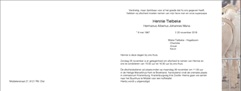 Hennie Tielbeke kaart