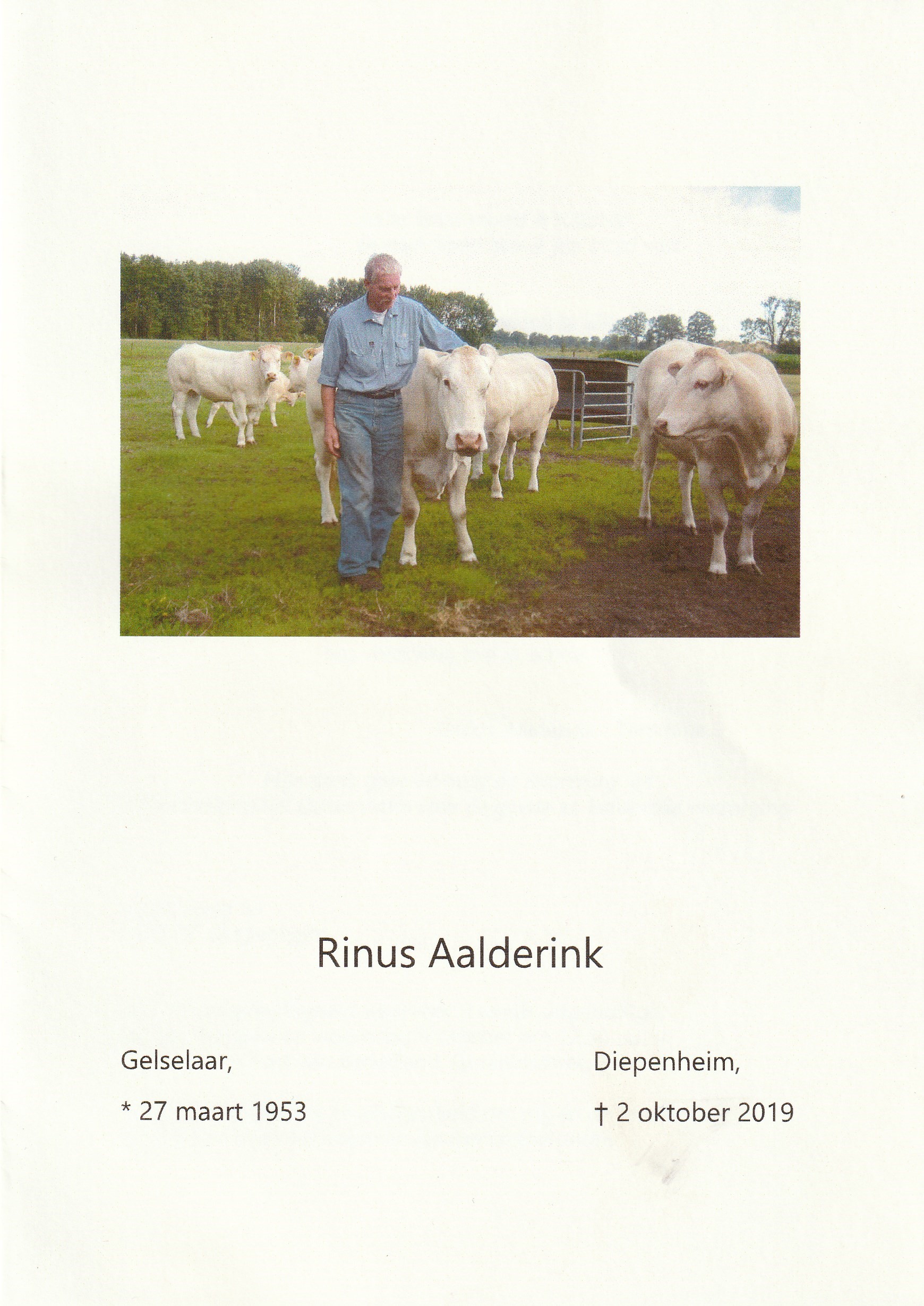 Bericht van overlijden Rinus Aalderink