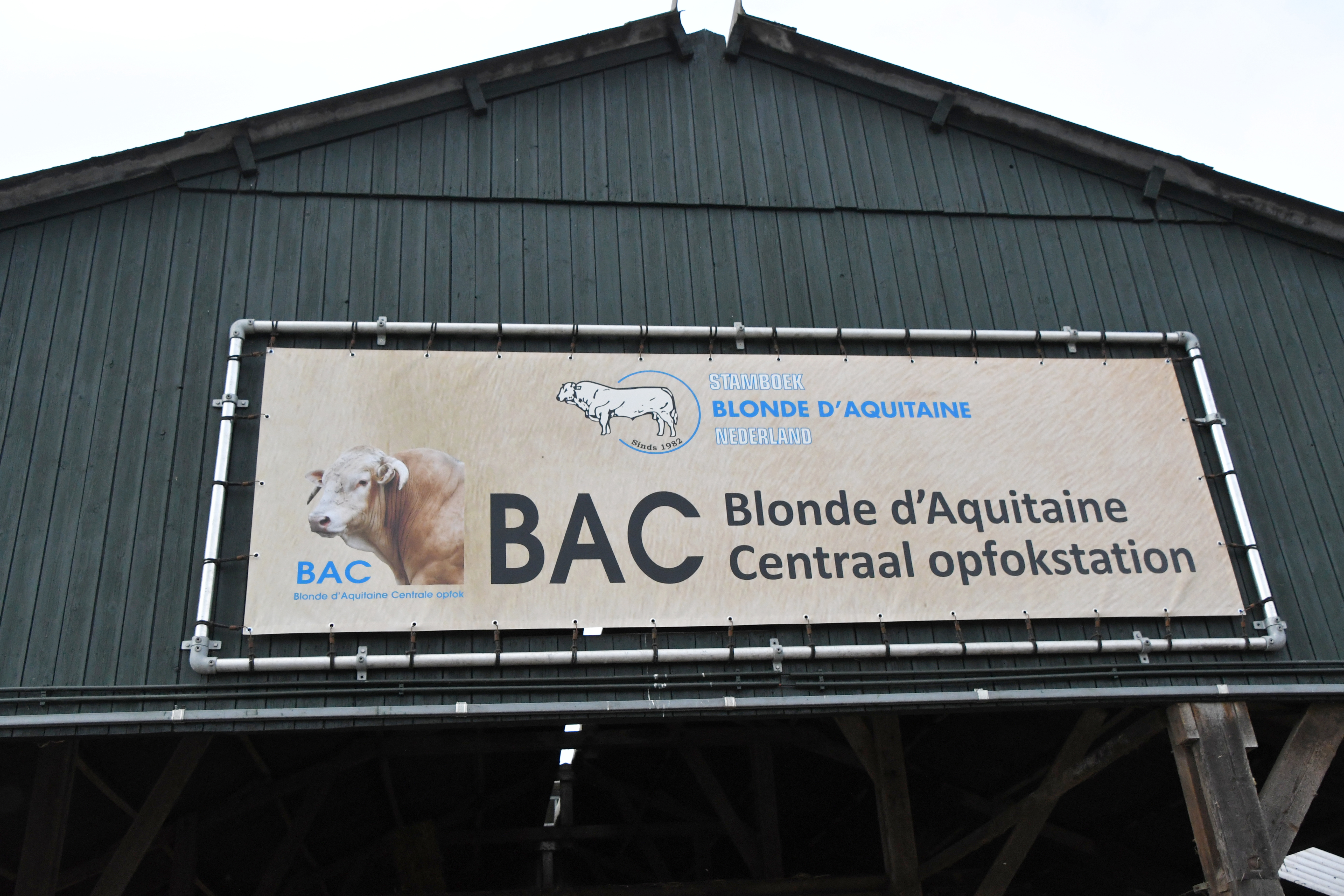 Onthulling nieuw spandoek op BAC opfokstal